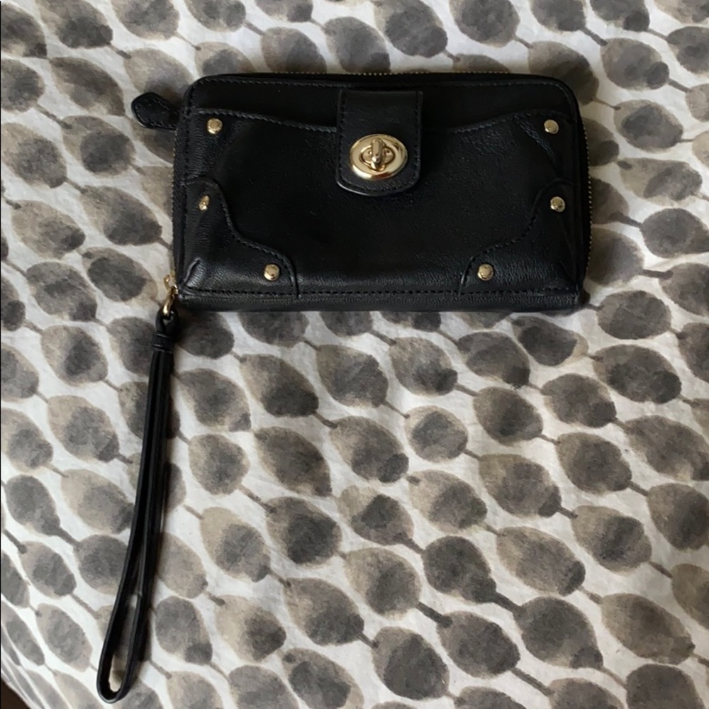 Coach wristlet black with gold hardware